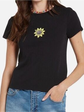 Volcom Black Short-Sleeve Tee with Yellow Sun Patch